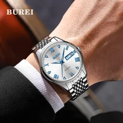 BUREI Brand Man Mechanical Watch Mens Luxury Calendar NH36 Movement Dress Automatic Wristwatches Waterproof for Men Montre Homme