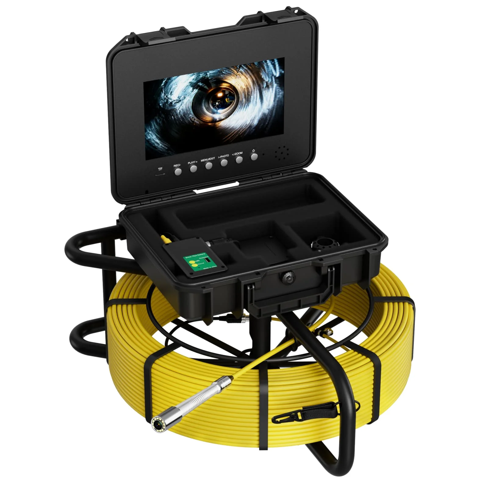512Hz Sewer Pipe 10.1 Inch AHD 1080P Meter Counter 7mm Cable DVR Drain Borescope Cam