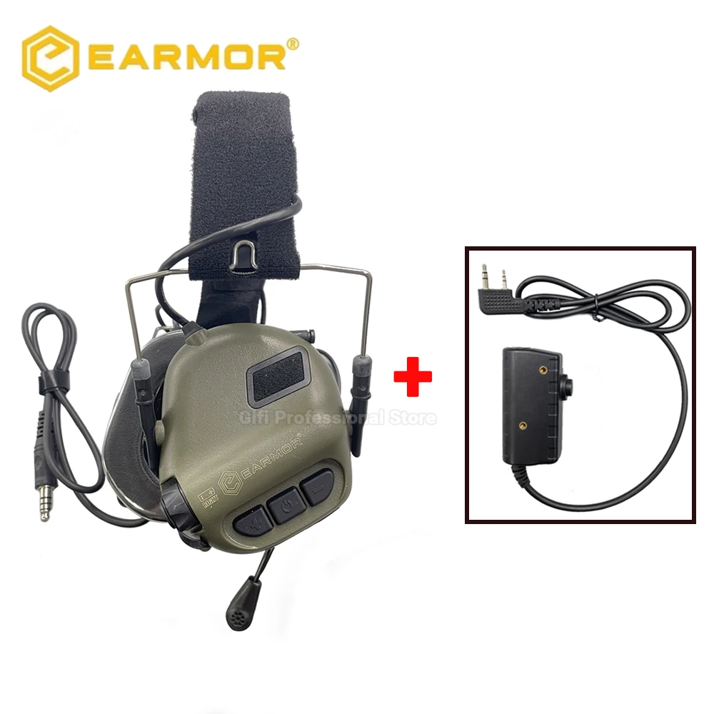 Earmor M32 Electronic Tactical Headphones + PTT Adapter Shooting Protection Noise Canceling Headphones Tactical Protection