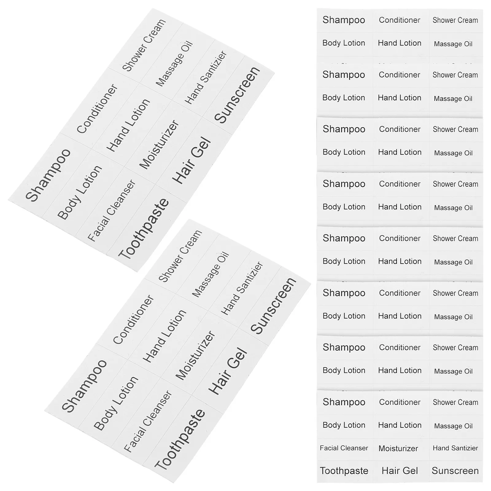 

10 Sheets Cosmetics Shampoo Bottle Labels Sub Bottle Stickers Self Adhesive for Travel Organizing Skincare Products Sorted