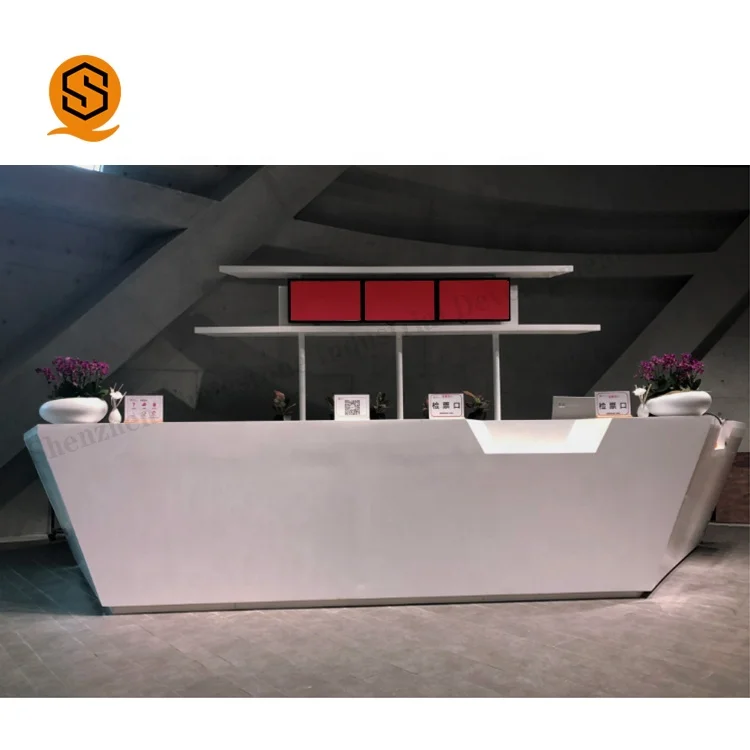 Contemporary Information Front Reception Desk Ideas White Corians Round Hotel Lobby Reception Desk