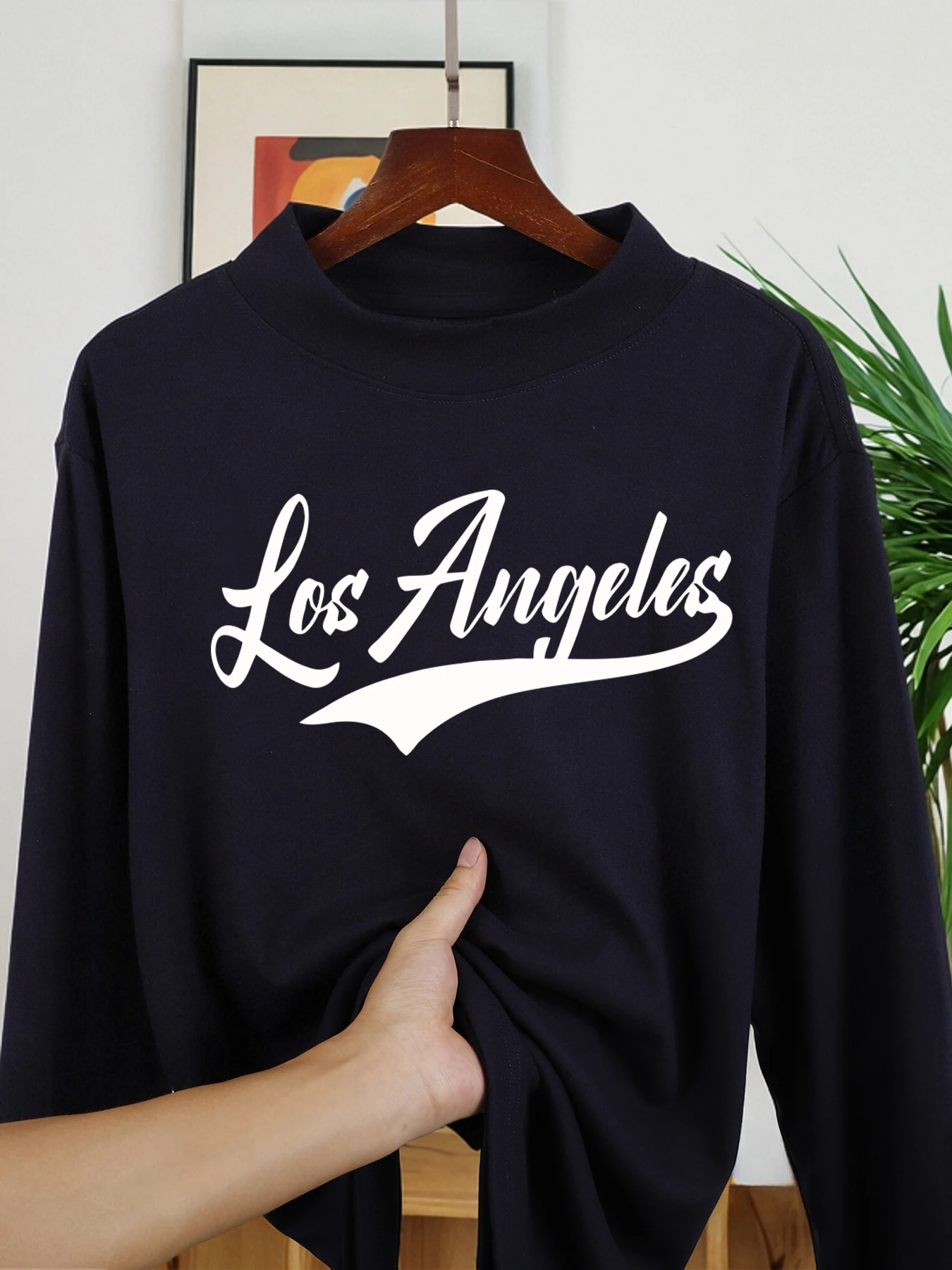 Los Angeles Art Letter Print Herren Langarmhemden Winter Herbst Hemd Lässige Mode Tops Verdickte Mittelkragenkleidung
