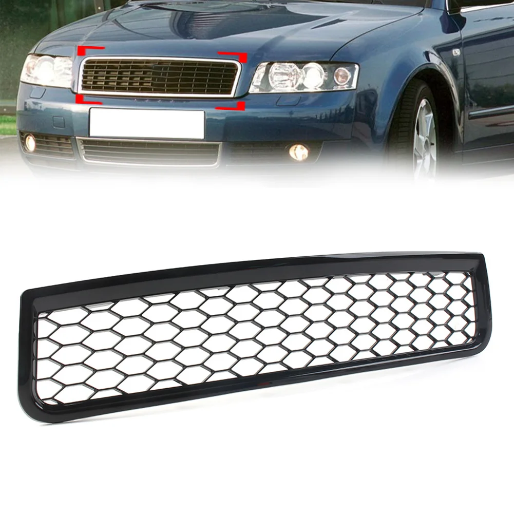 

Car Front Bumper Upper Honeycomb Mesh Grille 8E0853651F For Audi A4 B6 2001 2002 2003 2004 2005 Glossy Black