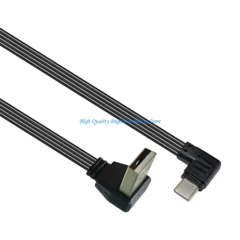 

U2JE USB 2.0 Male to USB C Data Cord Wire Straight Head/90 Degree Bend Flat Cable