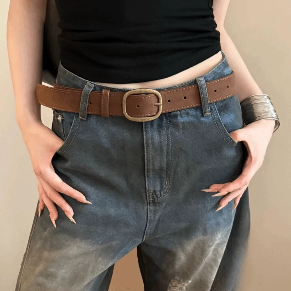 العصرية دبوس مشبك حزام جلد الغزال تصميم فاخر ريترو الأعمال حزام الخصر حزام الخصر عادية للنساء