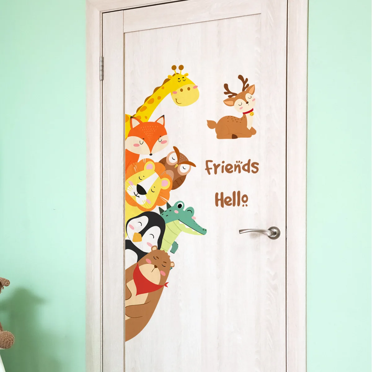 30*90cm Cartoon Giraffe English Stickers Door Stickers Living Room Background Wall Decorative Wall Stickers Wallpaper Ms440