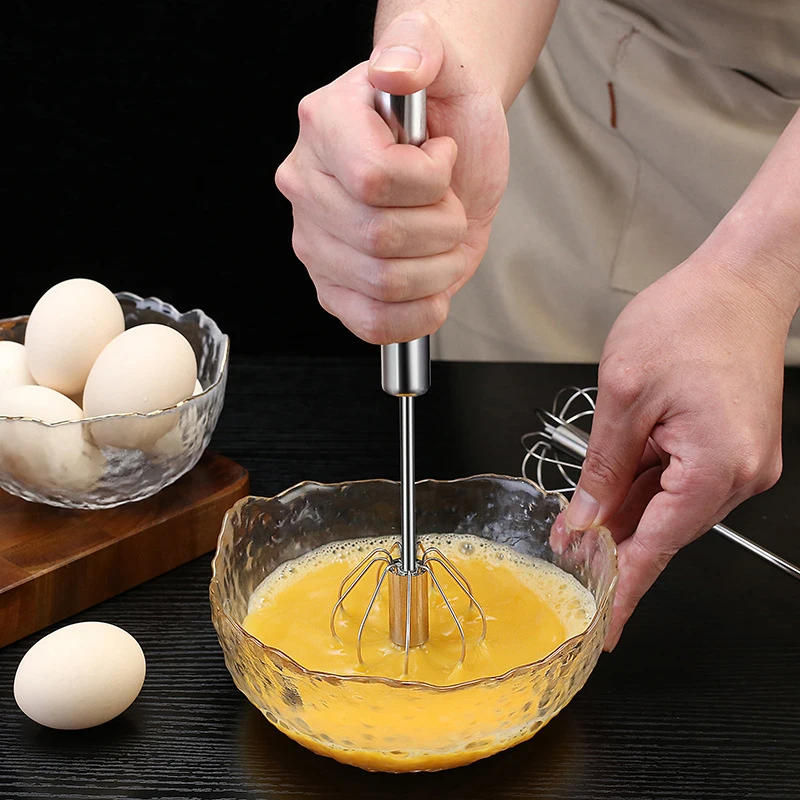 

Household Stainless Steel Semi Automatic Whisk Manual Press Type Egg Stiring Elf Turning Cream Hand Mixer Kitchen Baking Tools