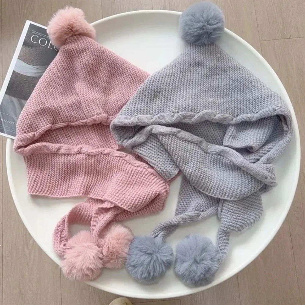 

Женская зимняя вязаная шапка-балаклава, защита ушей, шарф, шапка для шеи, интегрированная теплая шапка, уличная велосипедная шапка с капюшоном + перчатки