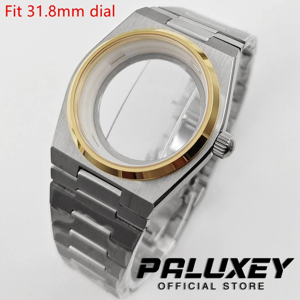 PRX NH35 40MM met zilveren ring saffierkristal gecanneleerde bezel horlogekasten onderdelen voor PRX Super Player NH34 NH35 NH36 NH38 beweging