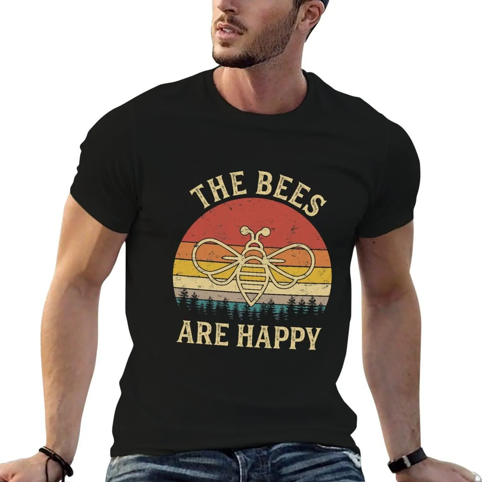 

Vintage Valheim The Bees Are Happy T-Shirt man t shirt cotton g man t shirts for men t shirts for man pack cotton T-shirt