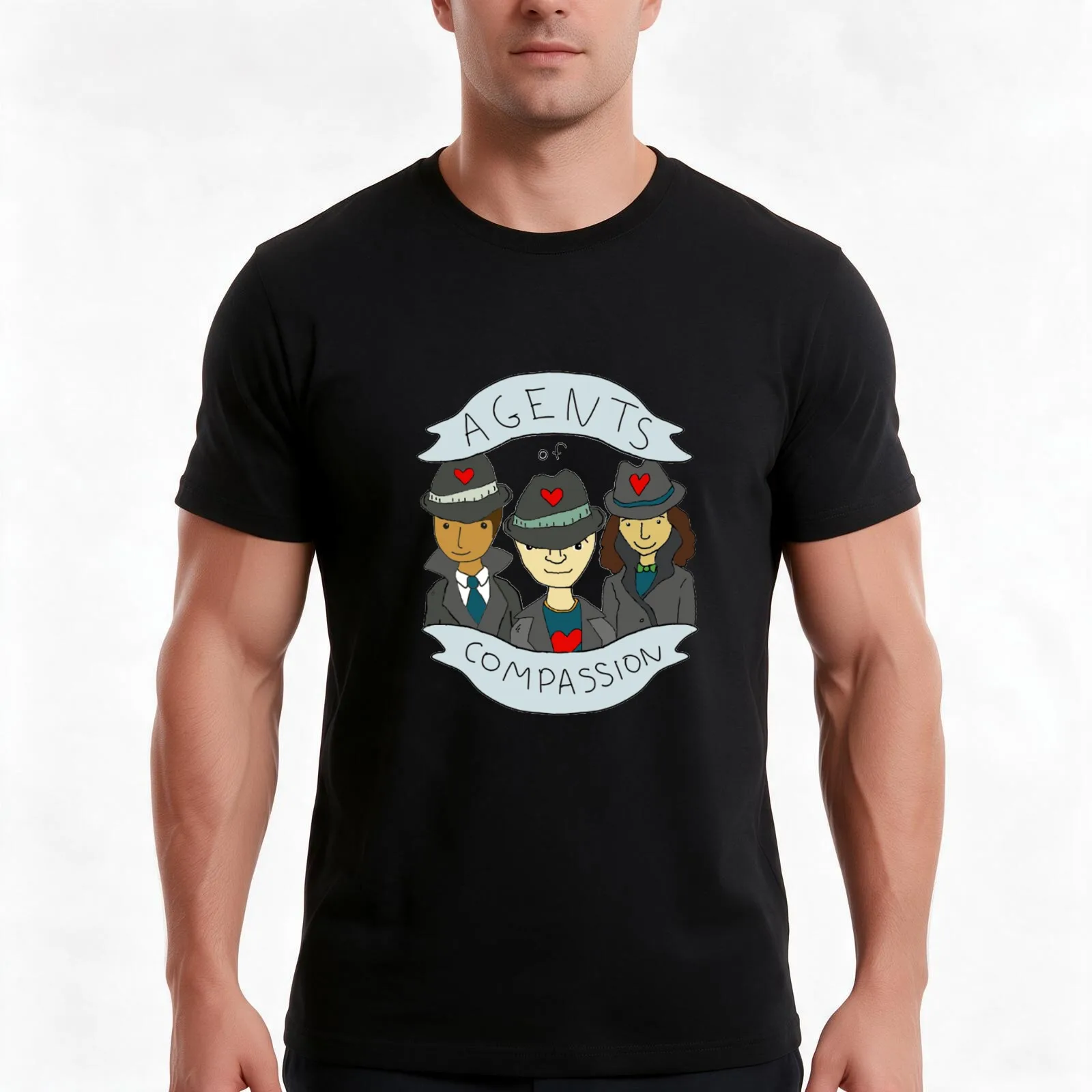 Secret Agent of Compassion T-Shirt, Summer Casual Cotton Tee, Oversized Streetwear Tops, Vintage Graphic Print, Unisex Men Women