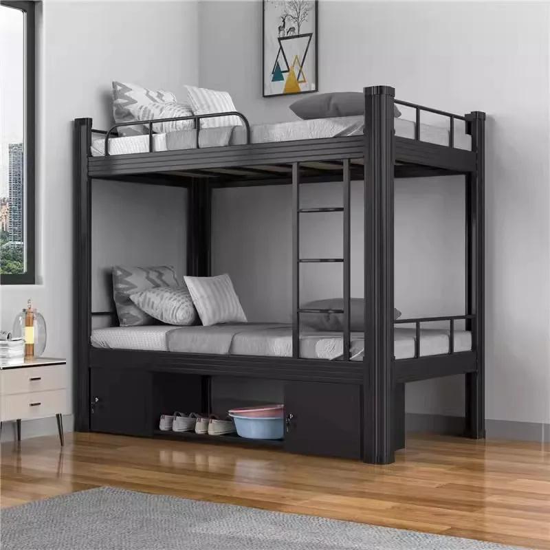 Modern Metal Bunk Bed With Upper And Lower Sections Space-Saving Design For Bedroom And Apartment Use Durable Twin/Queen Size