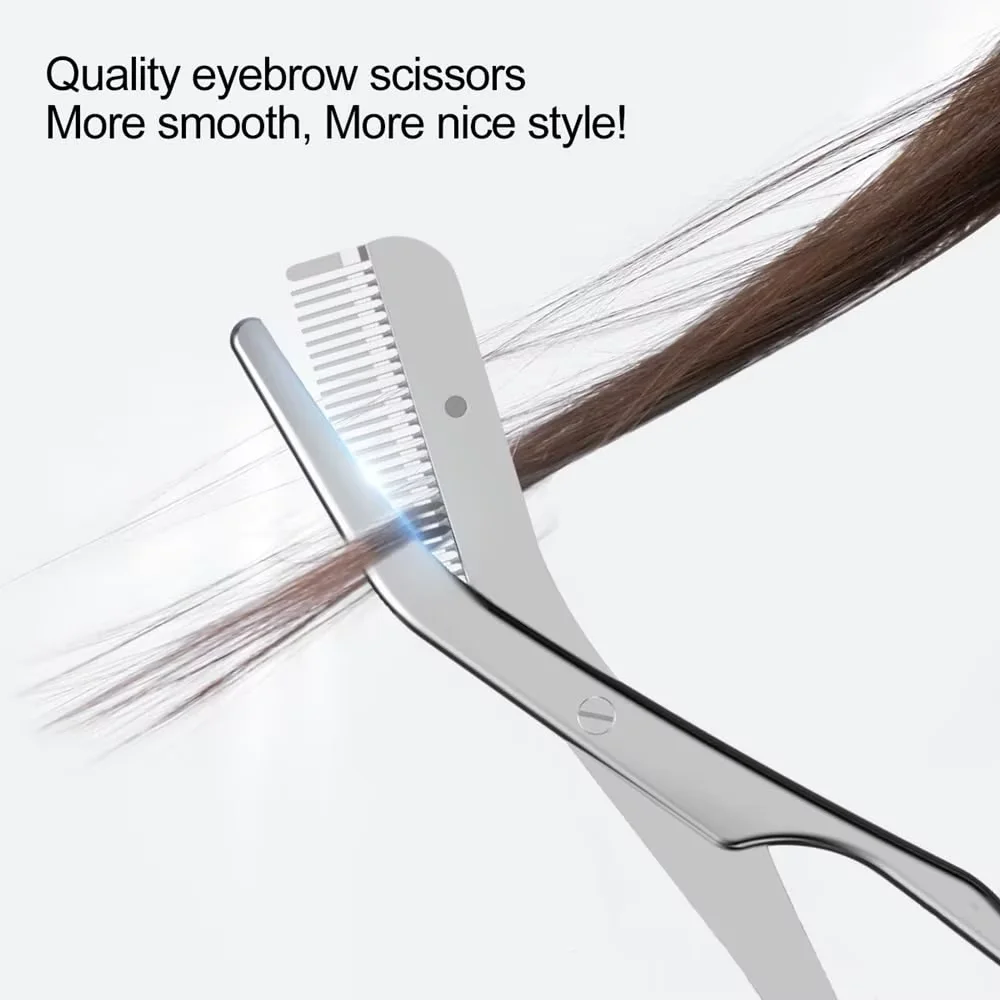 Juego de tijeras y peines para recortar cejas de acero inoxidable, herramienta de aseo de precisión para hombres y mujeres, depilación sin esfuerzo