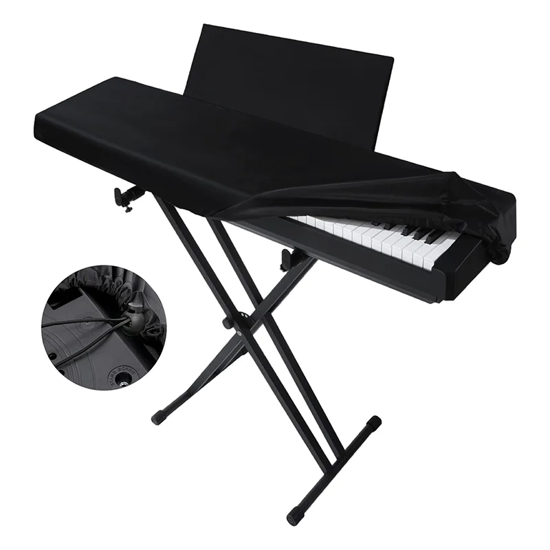 Cubierta antipolvo para teclado de Piano de 88 teclas con cubierta completa adicional para soporte de partituras para pianos eléctricos digitales cerradura elástica