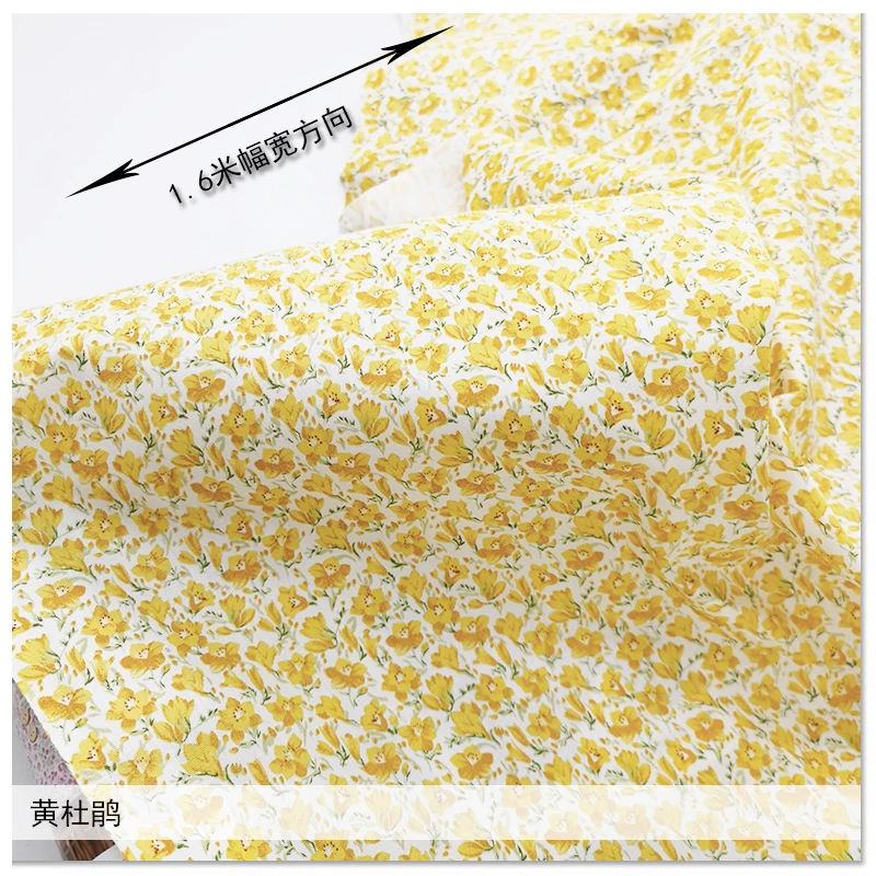 160x50cm Yellow Pastoral Pure Cotton Twill Plaid Sewing Fabric DIY Dress Shirts Home Decoration Cloth