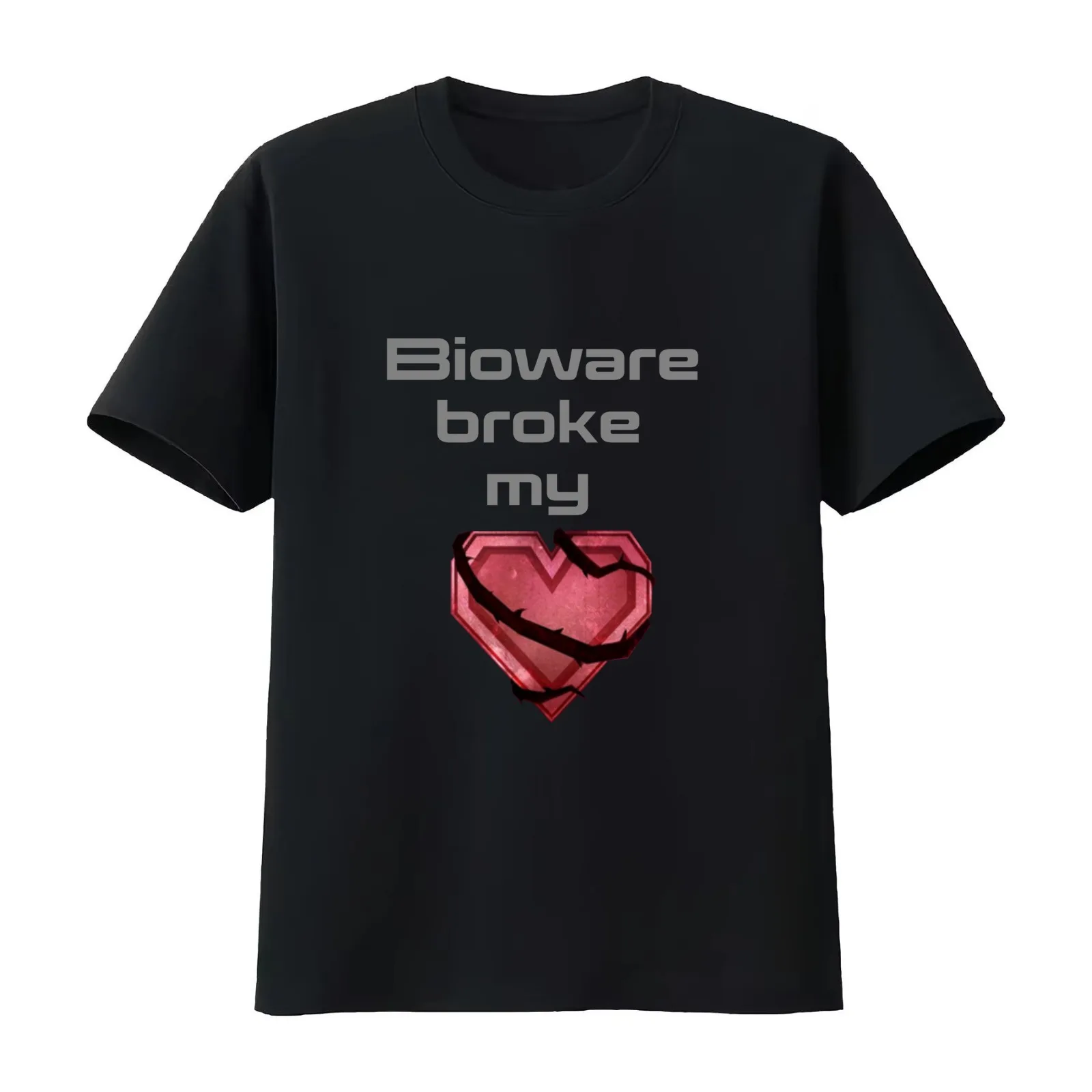 bioware broke my heart T-Shirt Summer Casual Cotton Tee Oversized Streetwear Tops Vintage Graphic Print Unisex Men Women