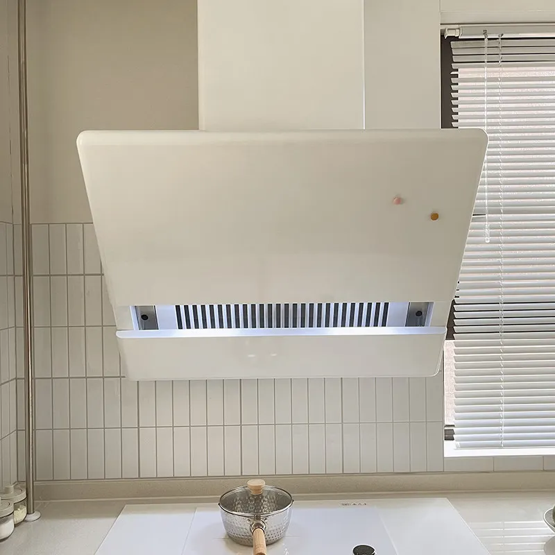 White no hanging cabinet range hood set retro European-style household side suction cream wind large suction