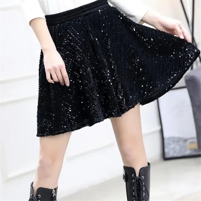 Vetement Femme 2023 Spring Short Skirt Women's Elasticity High Waist Loose Sequins Bag Hip Tutu Skirt Fashion Mini Skirts Jupe