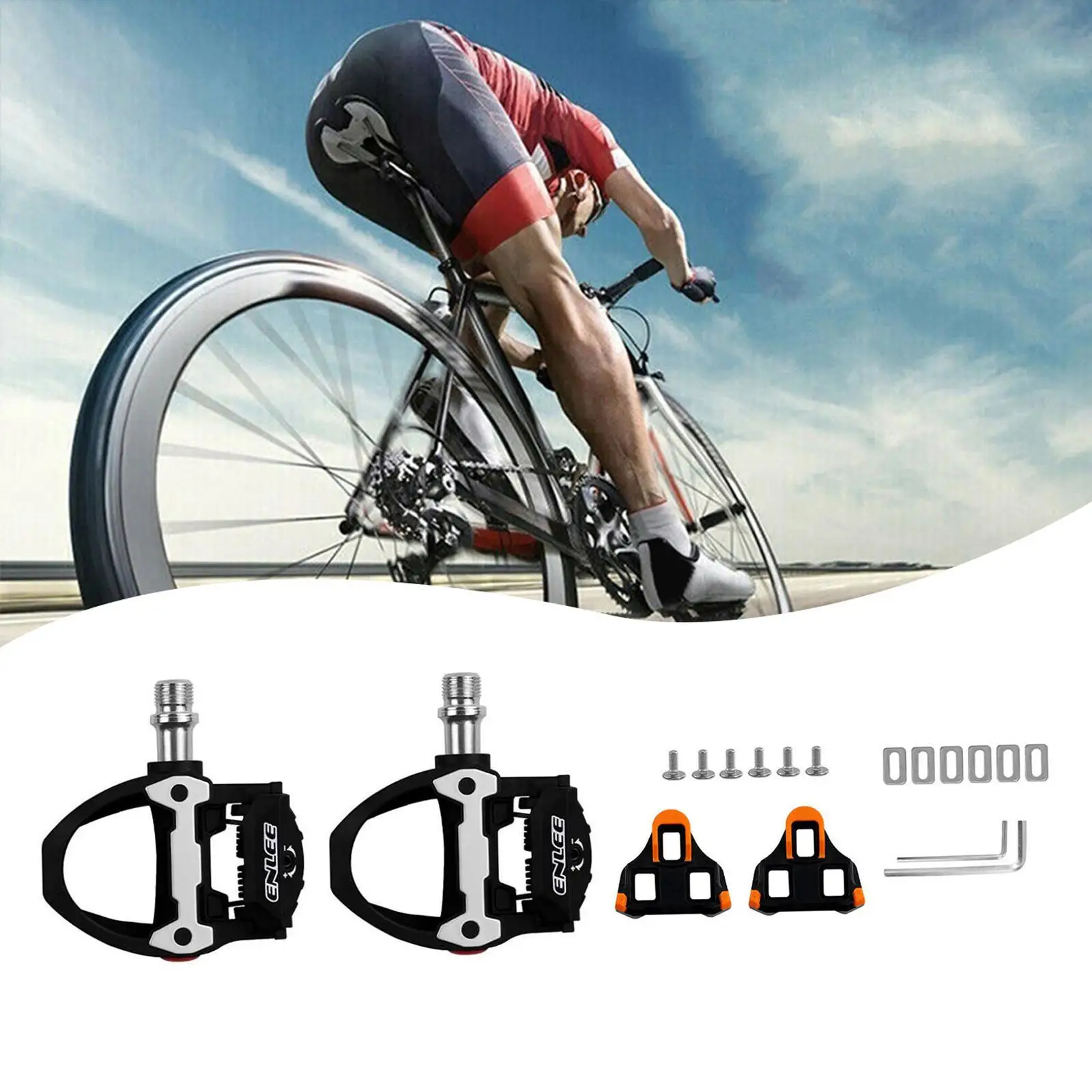 Bike Clipless Pedals, Cycling Pedals, Portable Sturdy Bicycle Pedals, Bike Pedals for Outdoor Touring