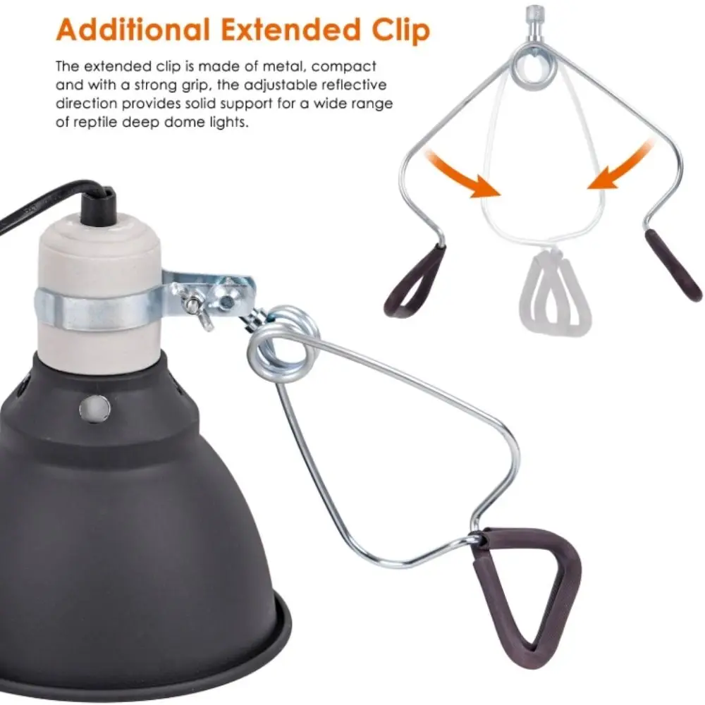 

Черная нагревательная лампа для рептилий, 300 Вт, E27, 110-240 В, кронштейн для лампы для домашних животных, неглубокий купол, равномерный нагревательный абажур, излучающие лампы