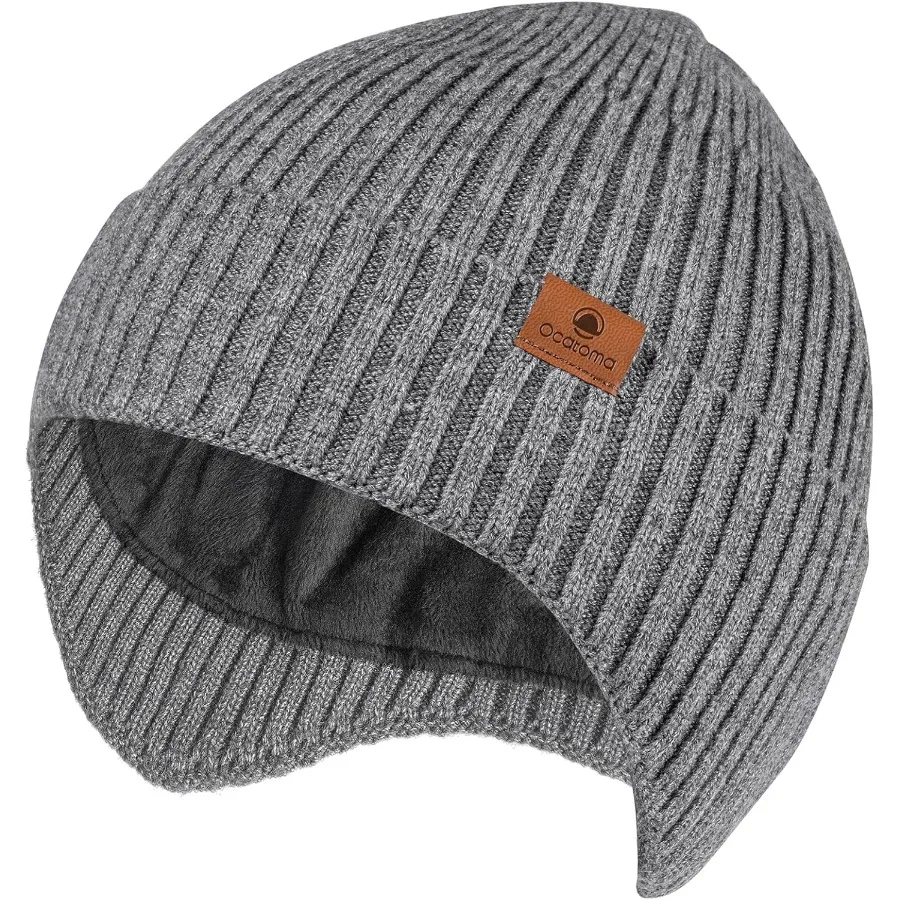 

Ocatoma Winter Beanie with Earflap for Men Women Warm Knit Soft Hat Outdoor Beanie Unisex Gifts for Men Women