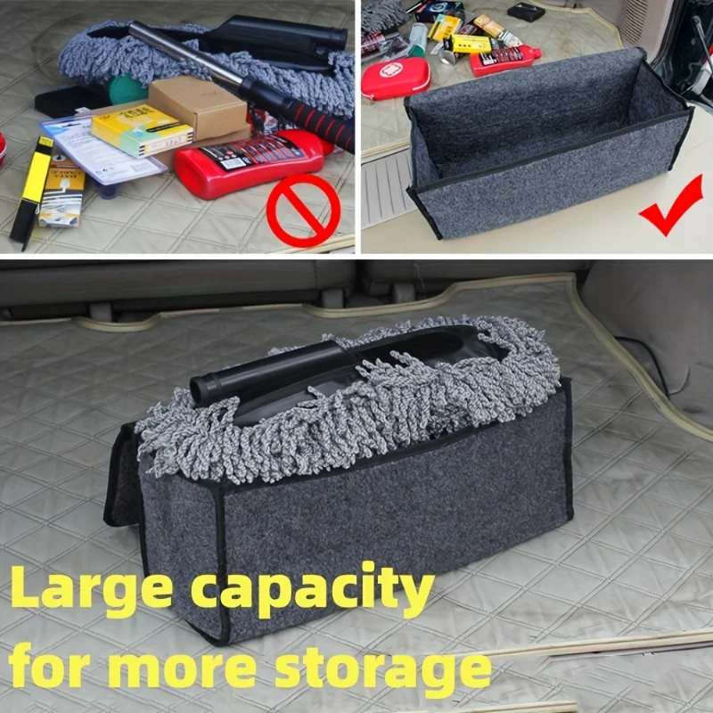 Gray Anti Slip Compartment Boot Storage Organizer Tool Car Storage Bag Car Trunk Organizer Soft Felt Storage Box Car Accessories