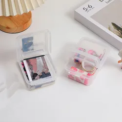 INS Transparent Plastic Storage Box Mini Idol Photocard Organizer Flip Cover Desktop Stationery Sundries Storage Container Case