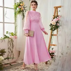 2024 Autumn/winter New Fashion European and American Women's Decal Bubble Long Sleeve Large Swing Dress