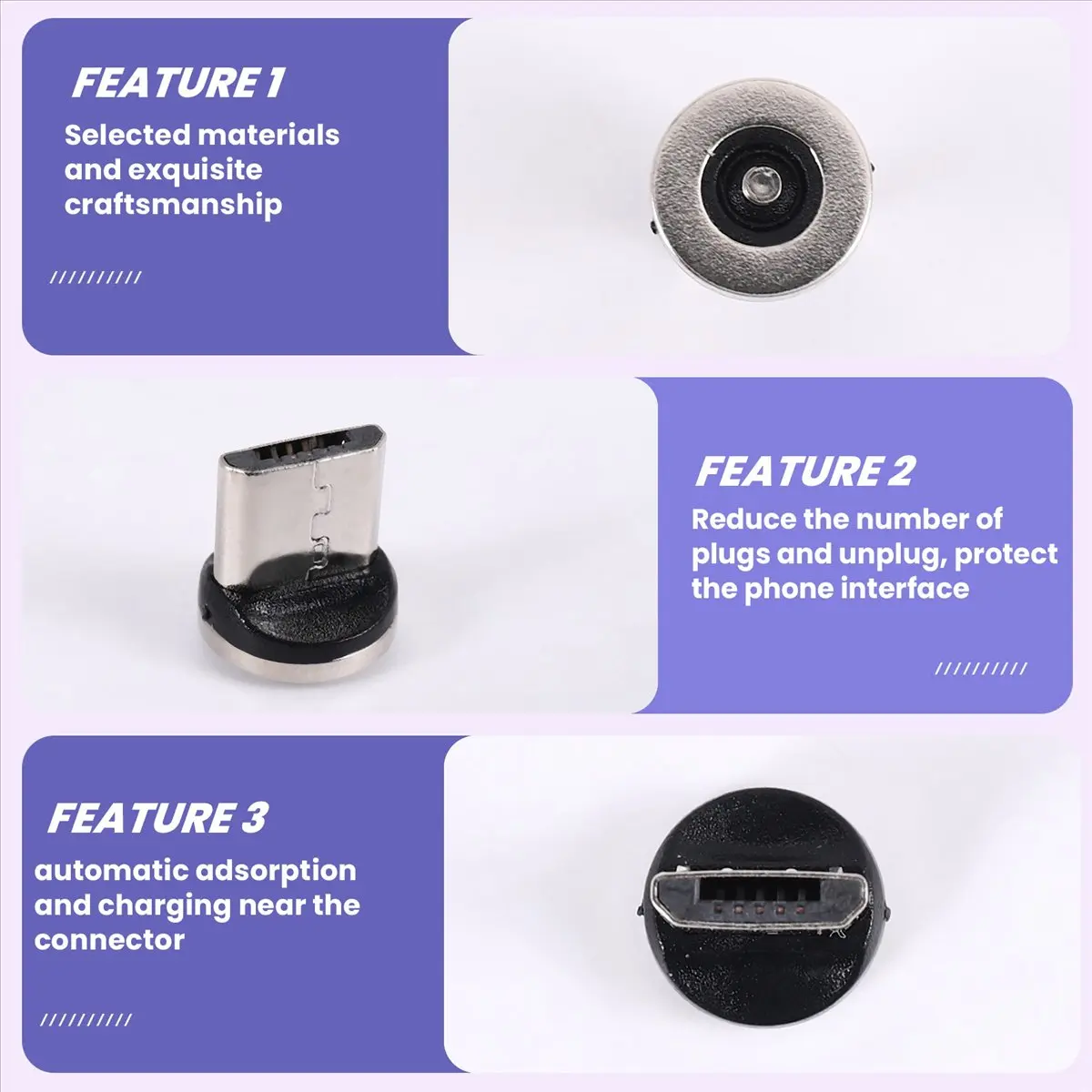 CCDDBG Round Magnetic Cable Plug Phone Android Magnet Charger Plug Micro-USB Fast Charging Adapter