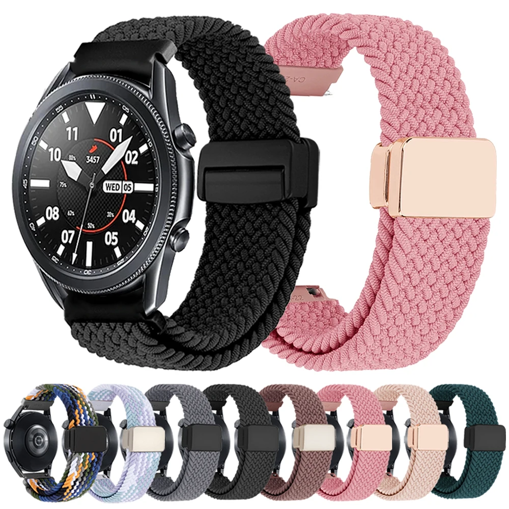 20mm 22mm Braided Strap For Samsung Galaxy Watch 7/ 7 LTE 44mm Watch6 4 5Pro 45mm Magnetic Bracelet Huawei Watch 5/GT 7 Pro Band
