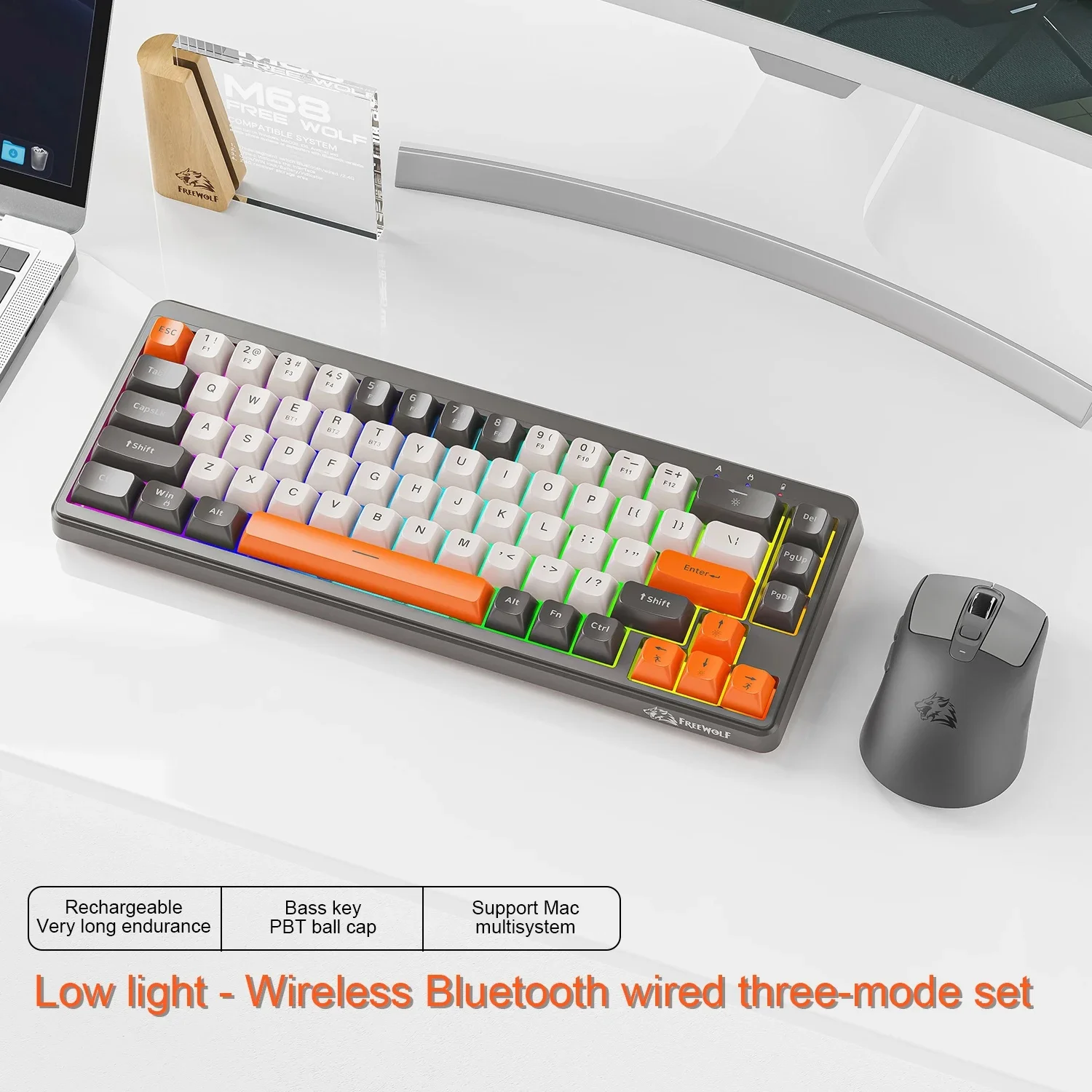 Attack Shark M87 Pro Hot-Swap Mechanical Keyboard Bluetooth Wireless USB 2.4GHz TKL RGB Type-C Tri-Mode OLED Gamer Keyboard