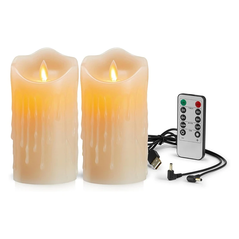 LED Flickering Flameless Candles,Rechargeable Candle,Real Wax Candles With Remote Control,Electronic Waving Lamp