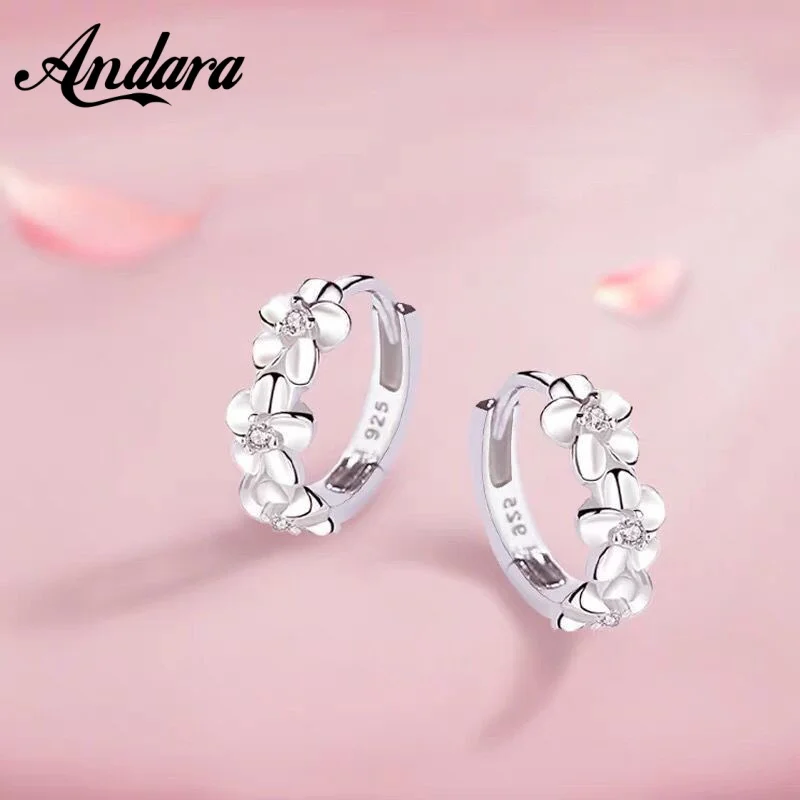 Top Sale 925 Sterling Silver Needle Earrings for Women's Wedding Fashion High Quality Jewelry Crystal Zircon Flower Cute Stud