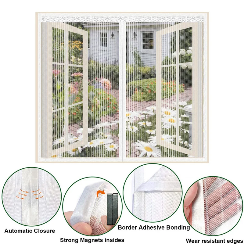 Magnetic Window Screen, Door and Window Screen, Magnetic Closure Door Screen to Keep Mosquitoes and Flies Out - White