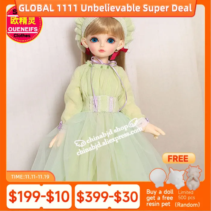 

BJD одежда 1/4 кукла платье с длинными рукавами элегантное зеленое Марлевое для тела YF4-138 аксессуары для куклы