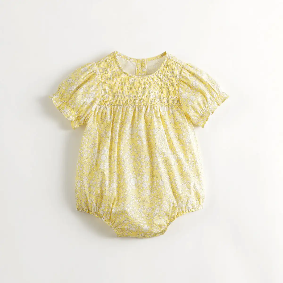 MARC&JANIE Baby Girls Summer Flower Bubble Sleeve Bodysuit Baby Huggies for Summer 240709