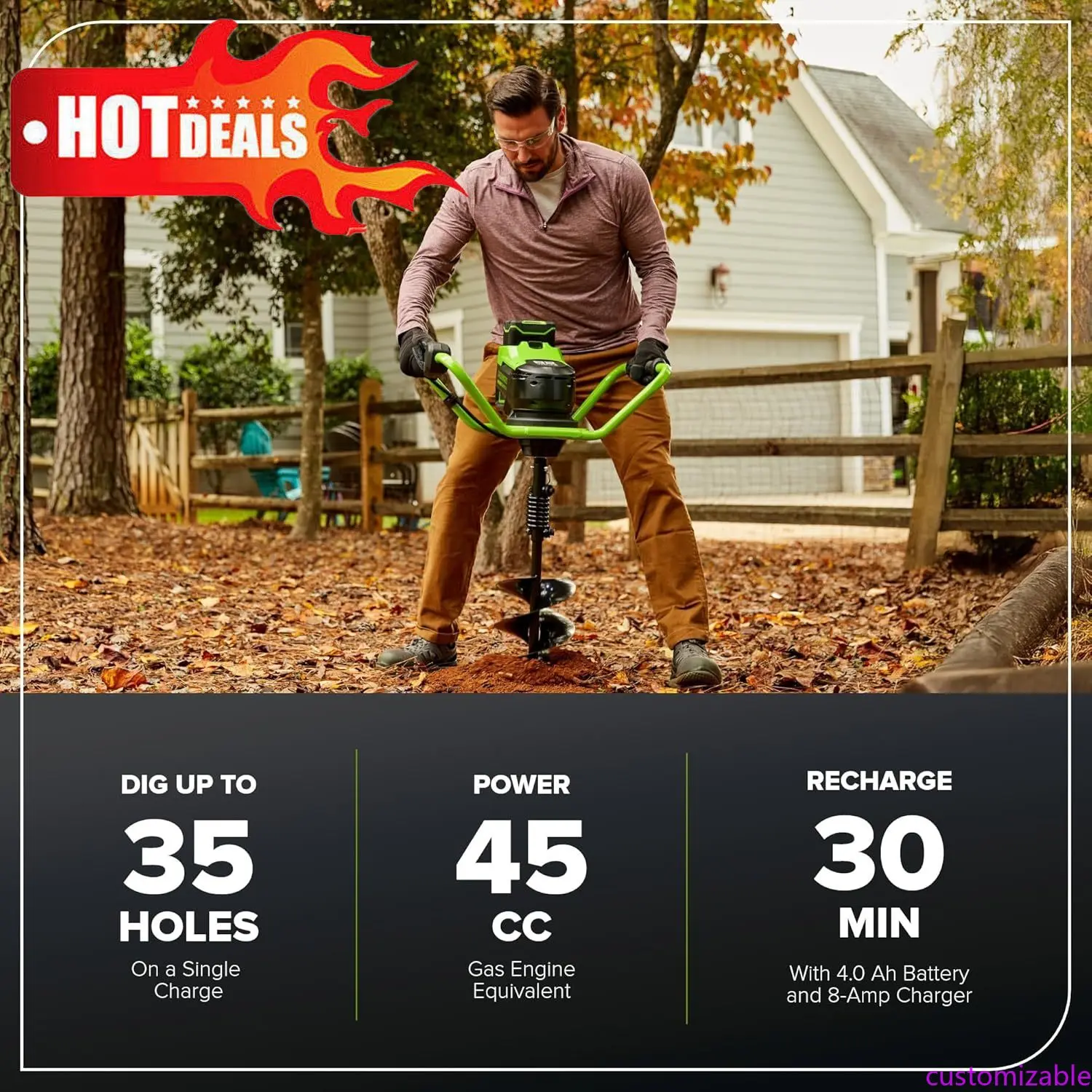 

Настраиваемый бесщеточный земной шнек 82 В, аккумулятор 4,0 Ач и долговечность зарядного устройства с двумя портами при чрезвычайно тихий (80 дБ)