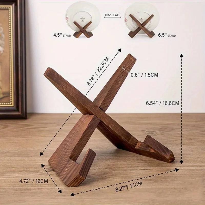 1Pc Wooden Record Rack, Kitchen Menu Recipe Stand, Lazy Tablet and Phone Stand, Solid Wood Vinyl Record Display Rack