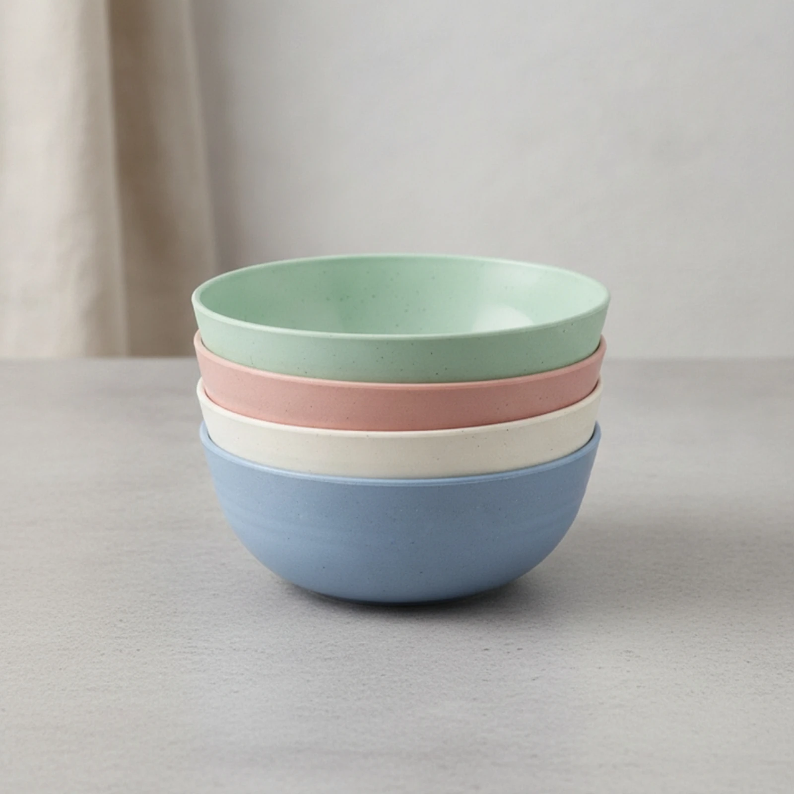 4 Pieces Wheat Straw Bowl Stackable Plastic Bowl Cereal Bowls Microwave Safe Soup Bowls Shatter-Resistant for Students, Camping