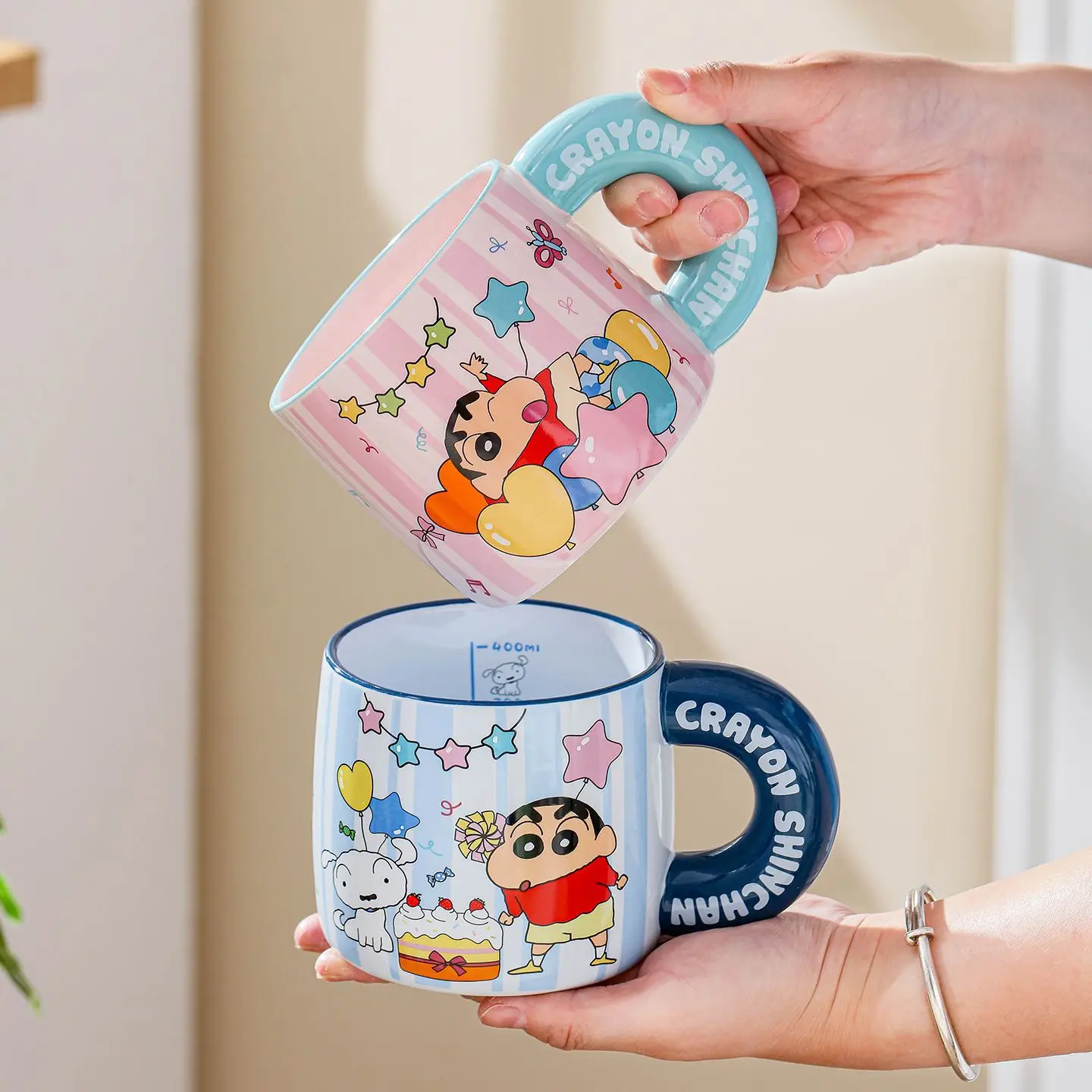 Crayon Shin-chan Cartoon Ceramic Mug Kawaii Home Office Couple Water Cup Milk Juice Coffee Cup Animation Peripheral Wholesale view 5