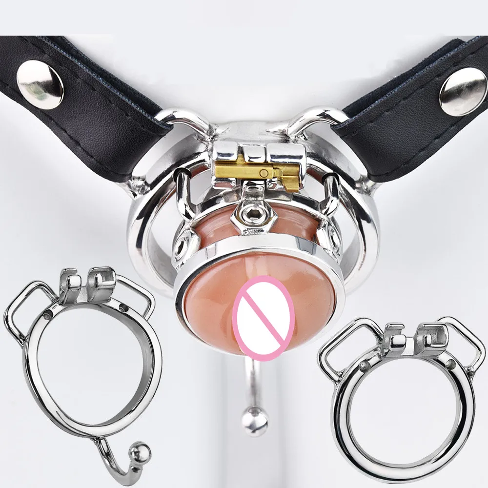 Realistic Silicone Pussy Sissy Chastity Cage Device Stainless Steel Penis Lock Adult Games Anti-Dislodgement Cock Cage Sex Toys