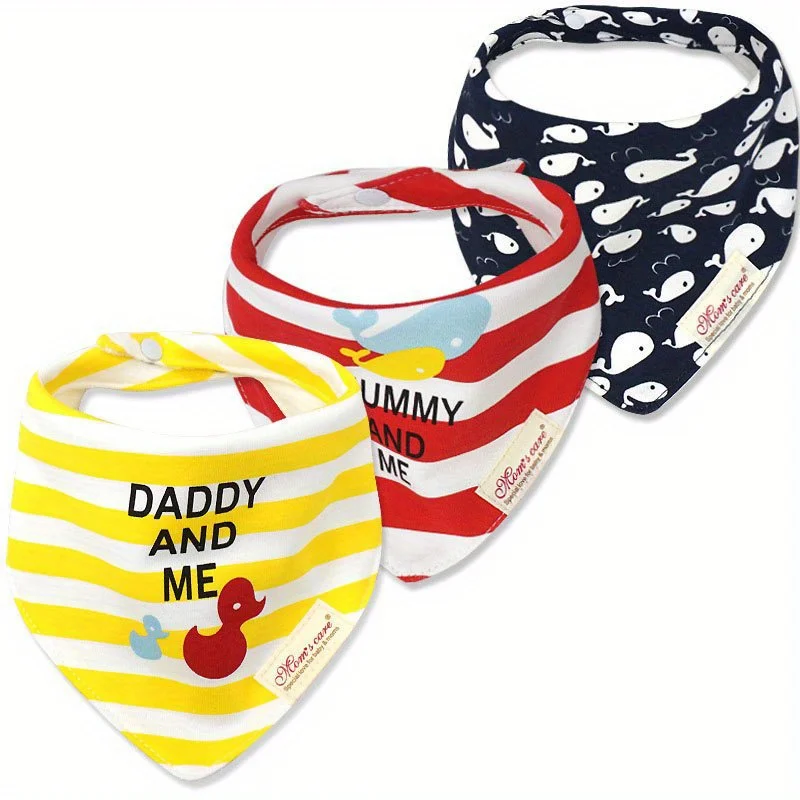 

3pcs/ Set Baby Saliva Towel, Toddler Feeding Bib Triangle Saliva Towel, Double Snap Adjustment