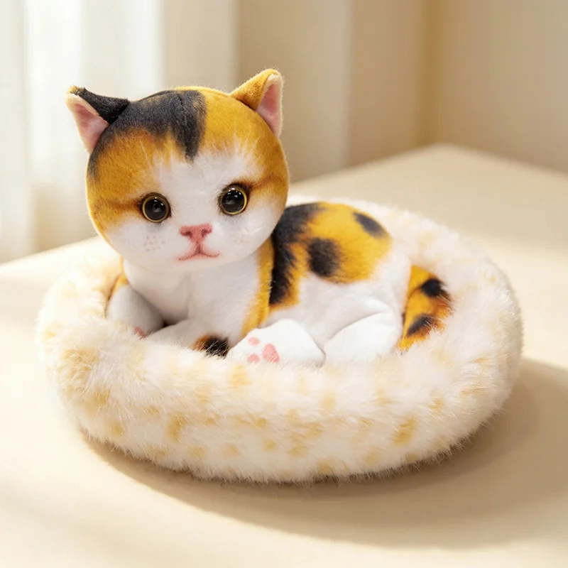 Multiple Kinds Kitten&House Combination Plush Toys Delicate Cute Lifelike Pet Cat Sleeping In Bed&Nest Toys Kawaii Room Decor