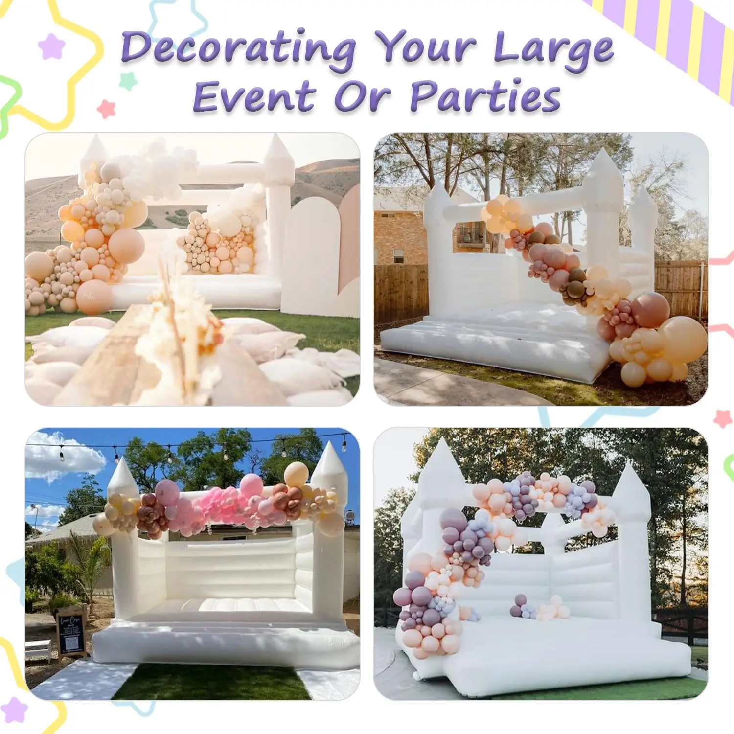 SAYOK 풍선 화이트 웨딩 바운스 하우스 캐슬 PVC 풍선 바운시 캐슬 바운스 하우스 웨딩용 신부 점핑 침대