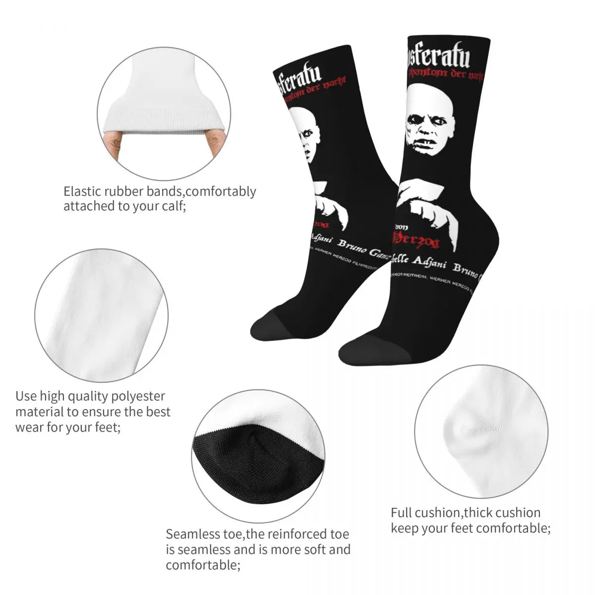 Cool Nosferatu Nosferatu The Vampire Theme Design Print Crew Socks Stuff All Season Super Soft Crew Socks Non-slip