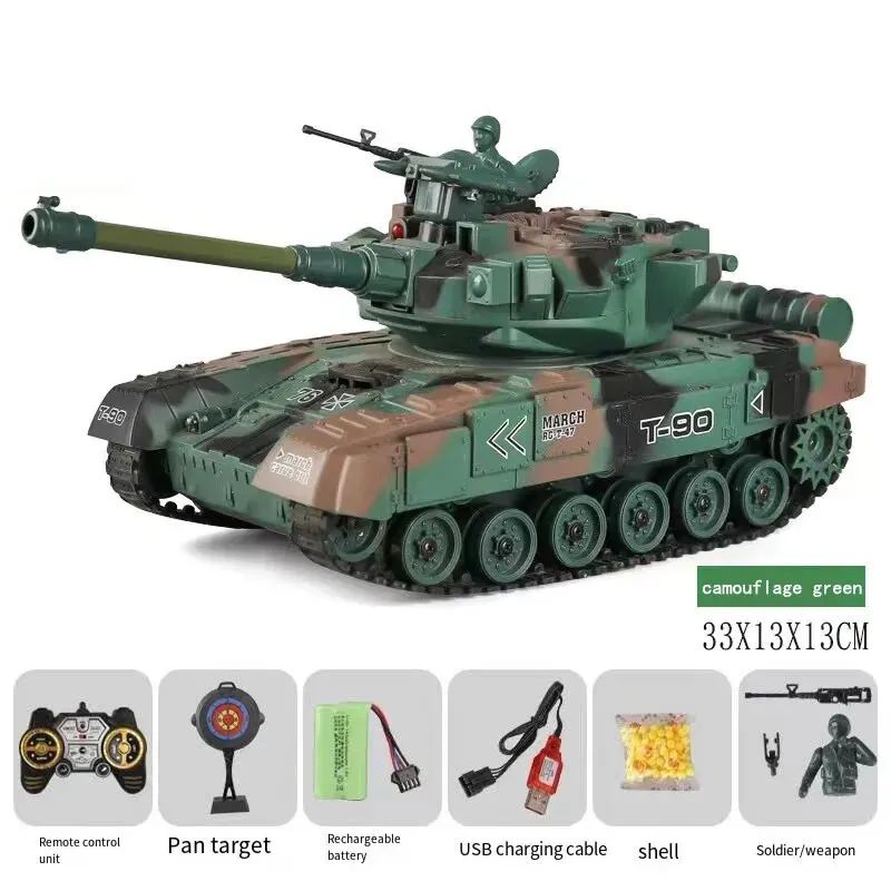 Carro de brinquedo de tanque de controle remoto, modelo militar de 9 canais, som e luz, carro infantil