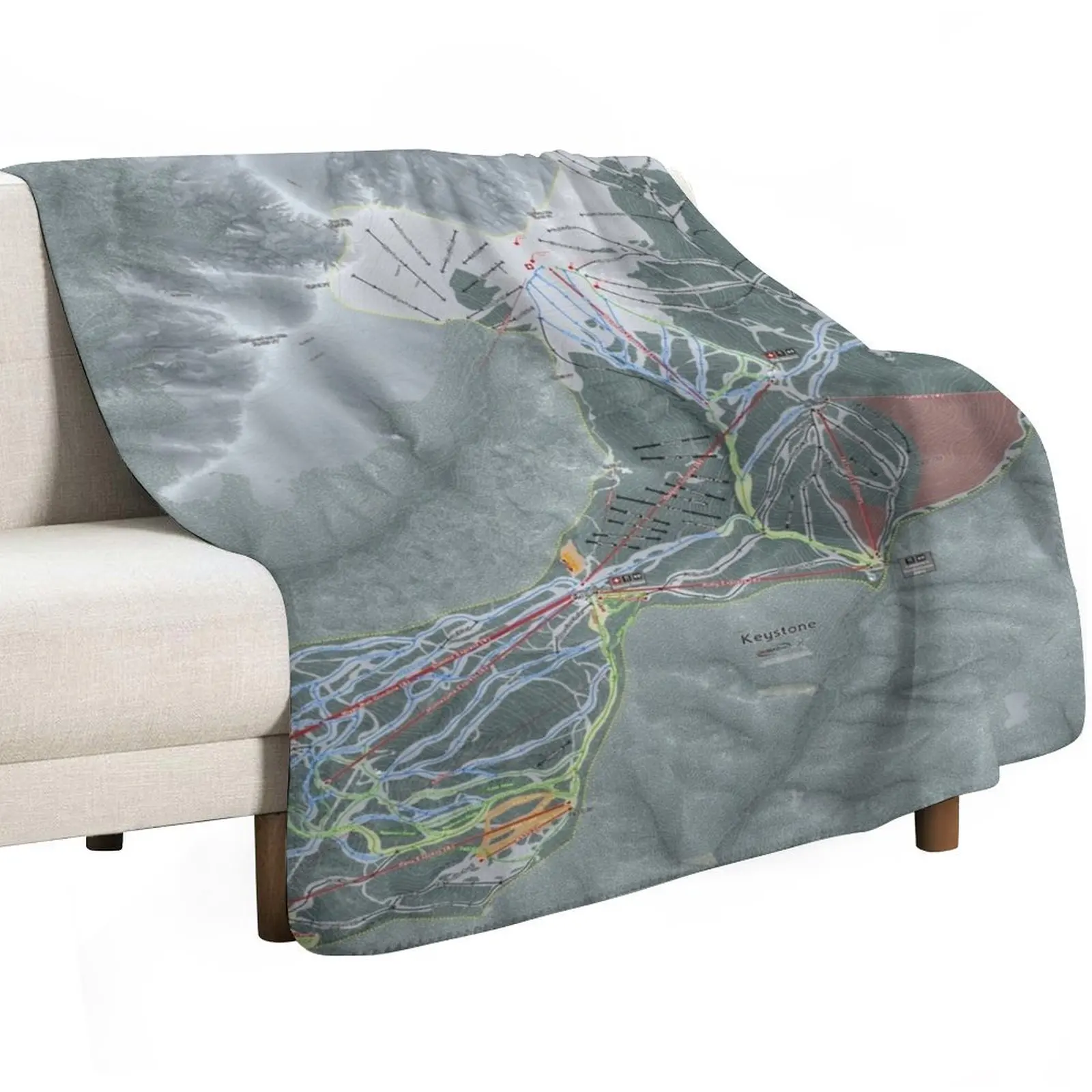 Keystone Resort Trail Map Throw Blanket Multi-Purpose Stuffeds Flannel Fabric Loose Hairys Tourist Blankets