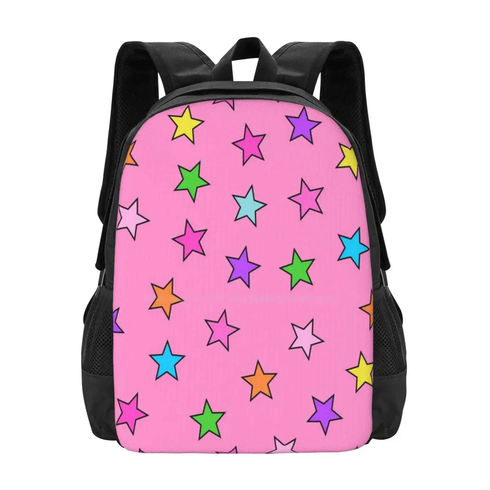 Little Stars Fashion Pattern Design Travel Laptop School Backpack Bag Stars Cute Colorful Rainbow Discostickers Confetti Girly