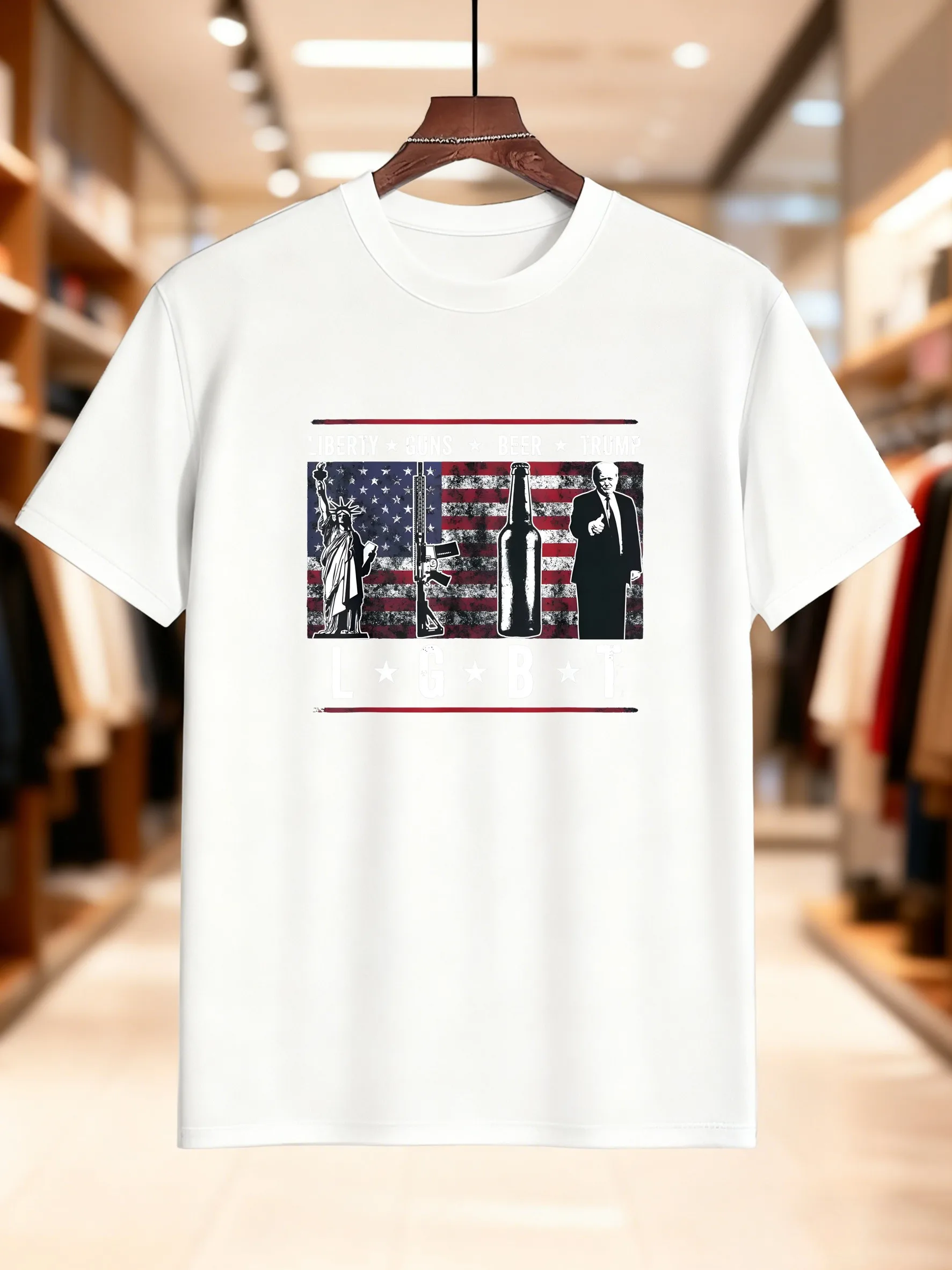 جديد وصول أزياء الرجال الجرافيك طباعة قصيرة الأكمام تي شيرت لينة القطن أنيق بندقية البيرة ملصق تصميم مريح عارضة ارتداء #4