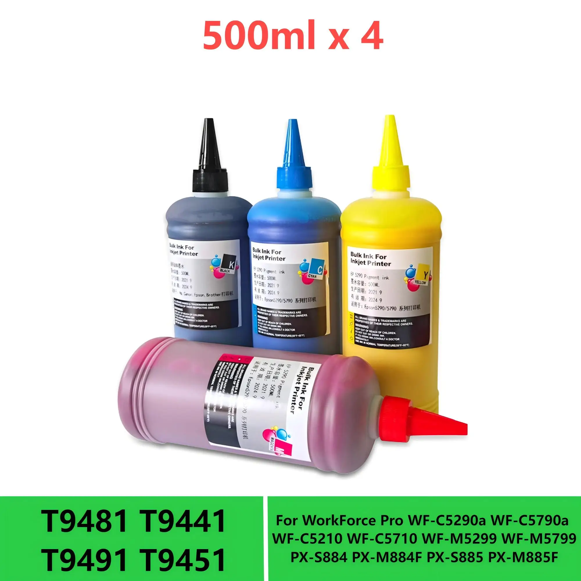 Compatible Ink for Epson T9481 T9491 T9441 T9451 Work for Epson Epson WF-C5290a WF-M5799 PX-S885 PX-M885F Printer (4-Pack)